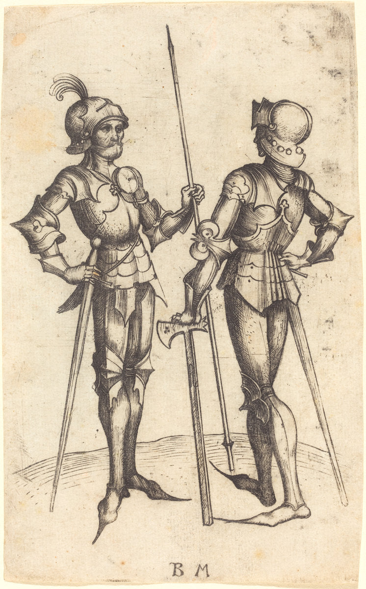 Two Men in Armour by Master BM (German, active c. 1480/1500), 16X12"(A3)Poster Print