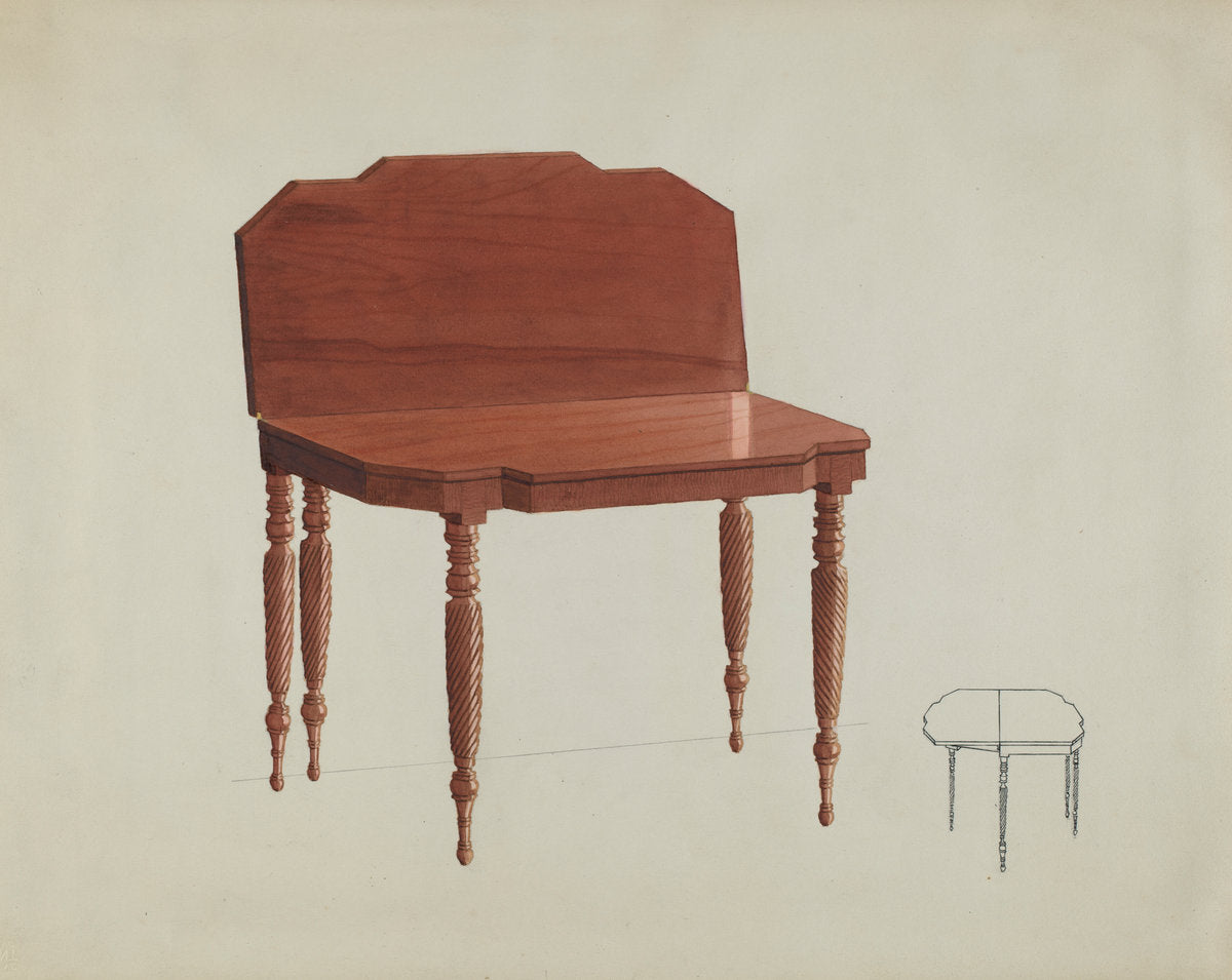 Mahogany Card Table by Dorothy Posten (American, active c. 1935), 16X12"(A3)Poster Print