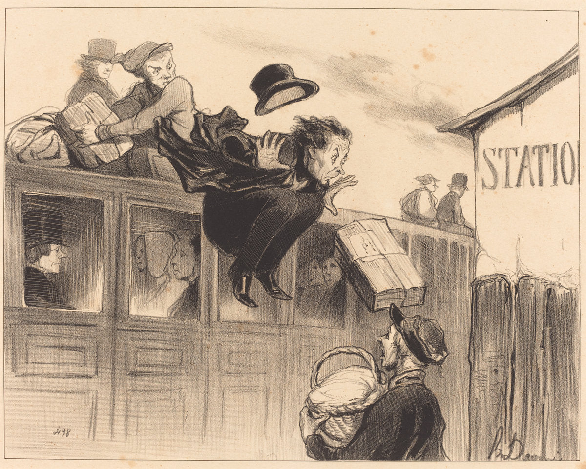 Trente secondes de station by Honoré Daumier (French, 1808 - 1879), 16X12"(A3)Poster Print