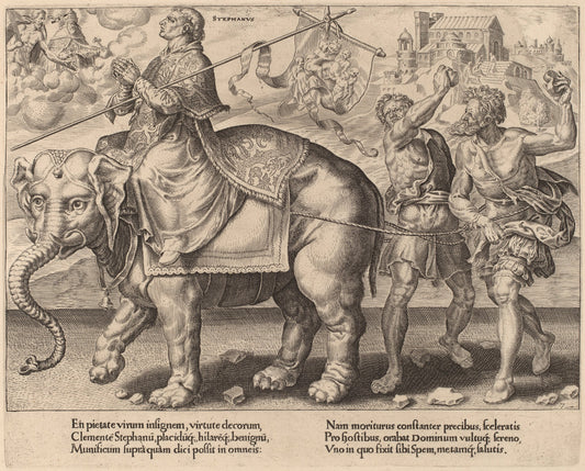 The Triumph of Saint Stephen by Dirck Volckertz Coornhert after Maerten van Heemskerck (Netherlandish, 1522 - 1590), 16X12"(A3)Poster Print