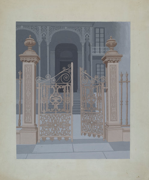 Cast Iron Gate by Joseph L. Boyd (American, active c. 1935), 16X12"(A3)Poster Print
