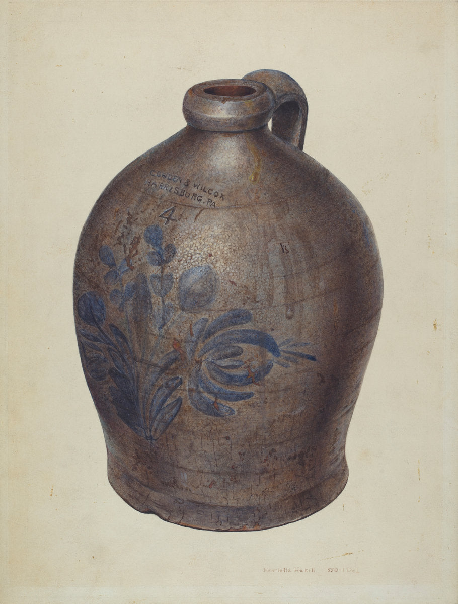 Gray Stone Crockery Jug by Henrietta S. Hukill (American, active c. 1935), 16X12"(A3)Poster Print