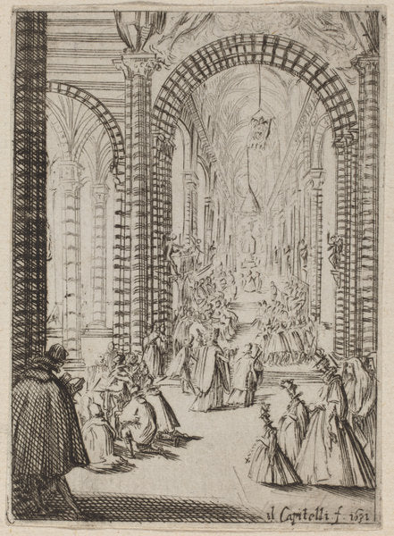 Interior of a Church by Bernardino Capitelli (Italian, 1589 - 1639), 16X12"(A3)Poster Print