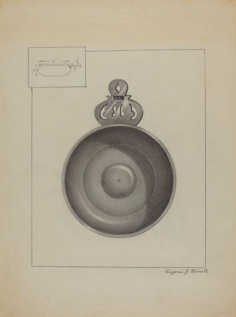 Pewter Porringer by Eugene Barrell (American, active c. 1935), 16X12"(A3)Poster Print