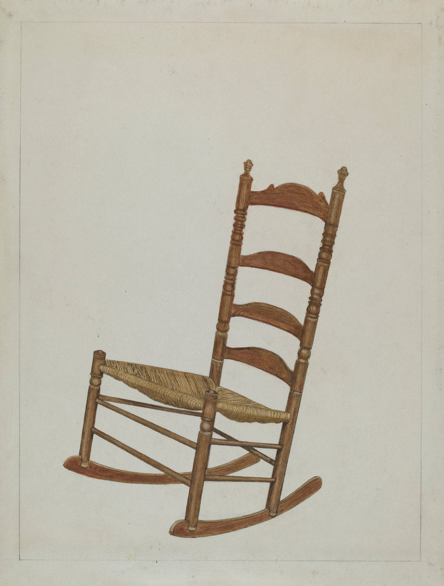 Rocking Chair by John Cutting (American, active c. 1935), 16X12"(A3)Poster Print