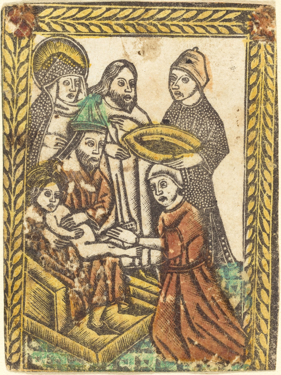 1460/1480 by Workshop of Master of the Borders with the Four Fathers of the Church (The Circumcision), 16X12"(A3)Poster Print