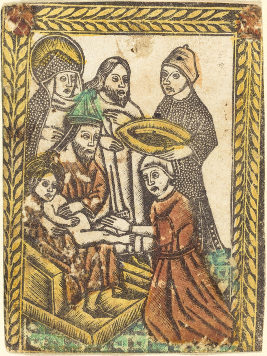1460/1480 by Workshop of Master of the Borders with the Four Fathers of the Church (The Circumcision), 16X12"(A3)Poster Print