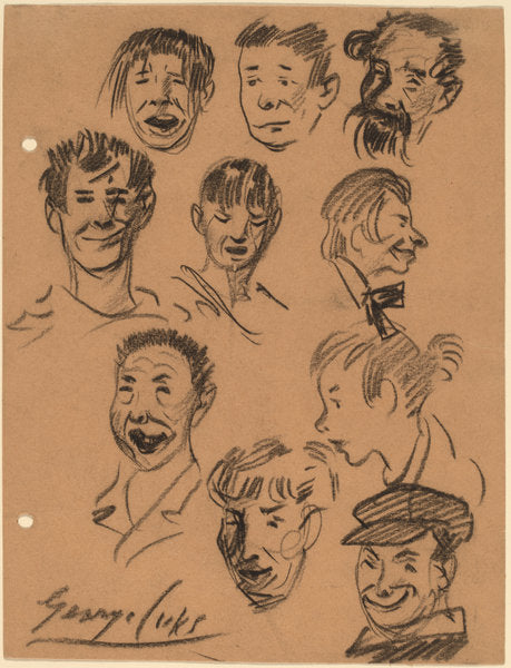Ten Heads by George Luks (American, 1866 - 1933), 16X12"(A3)Poster Print