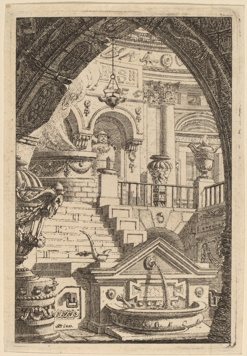 Fantasy of an Antique Temple by Carl Schütz (Austrian, 1745 - 1800), 16X12"(A3)Poster Print