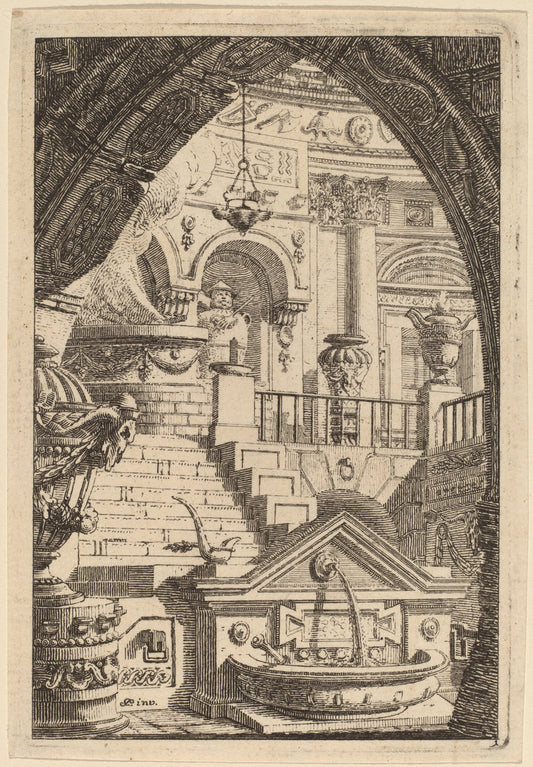 Fantasy of an Antique Temple by Carl Schütz (Austrian, 1745 - 1800), 16X12"(A3)Poster Print