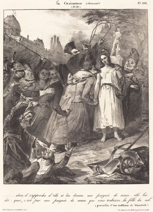 1832 by French 19th Century (...alors, il s'approcha d'elle: Parody of van Dyck's Betrayal of Christ), 16X12"(A3)Poster Print