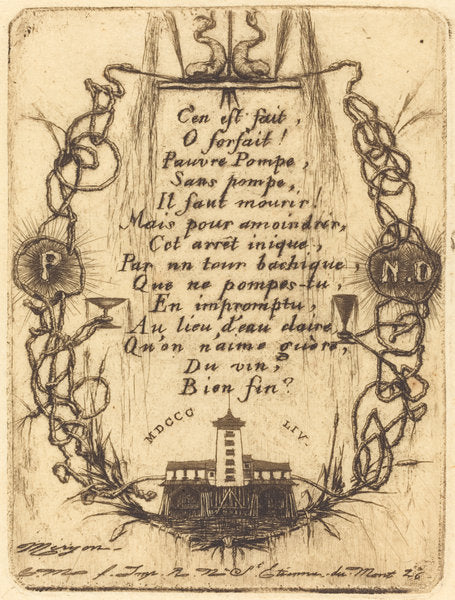 La petite pompe, Paris (The Notre Dame Pump, small plate) by Charles Meryon (French, 1821 - 1868), 16X12"(A3)Poster Print