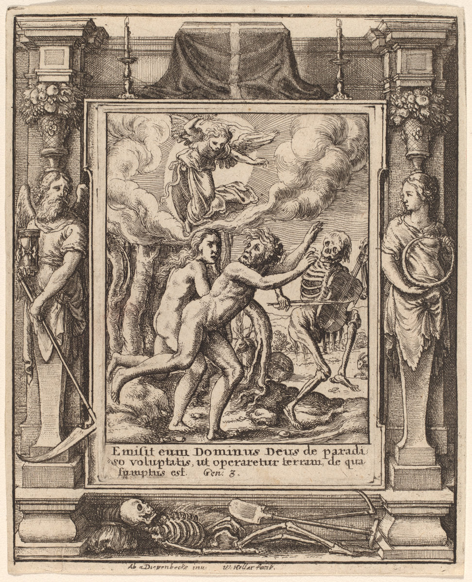 Paradise Lost by Wenceslaus Hollar after Hans Holbein the Younger after Abraham van Diepenbeeck (Bohemian, 1607 - 1677), 16X12"(A3)Poster Print