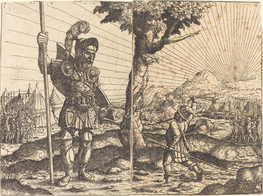 David and Goliath by Hanns Lautensack (German, 1524 - 1561/1566), 16X12"(A3)Poster Print