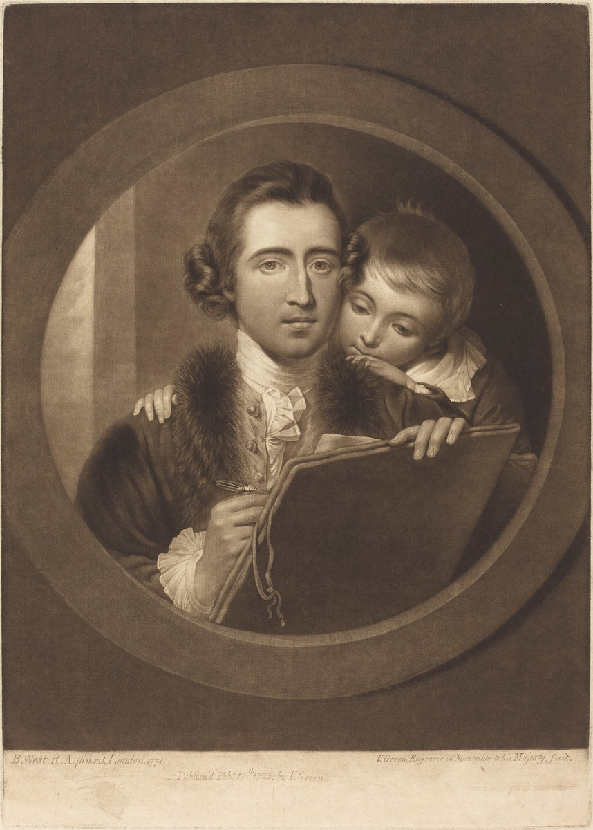Benjamin West, Esqr R.A. and His Son RI West by Valentine Green after Benjamin West (British, 1739 - 1813), 16X12"(A3)Poster Print