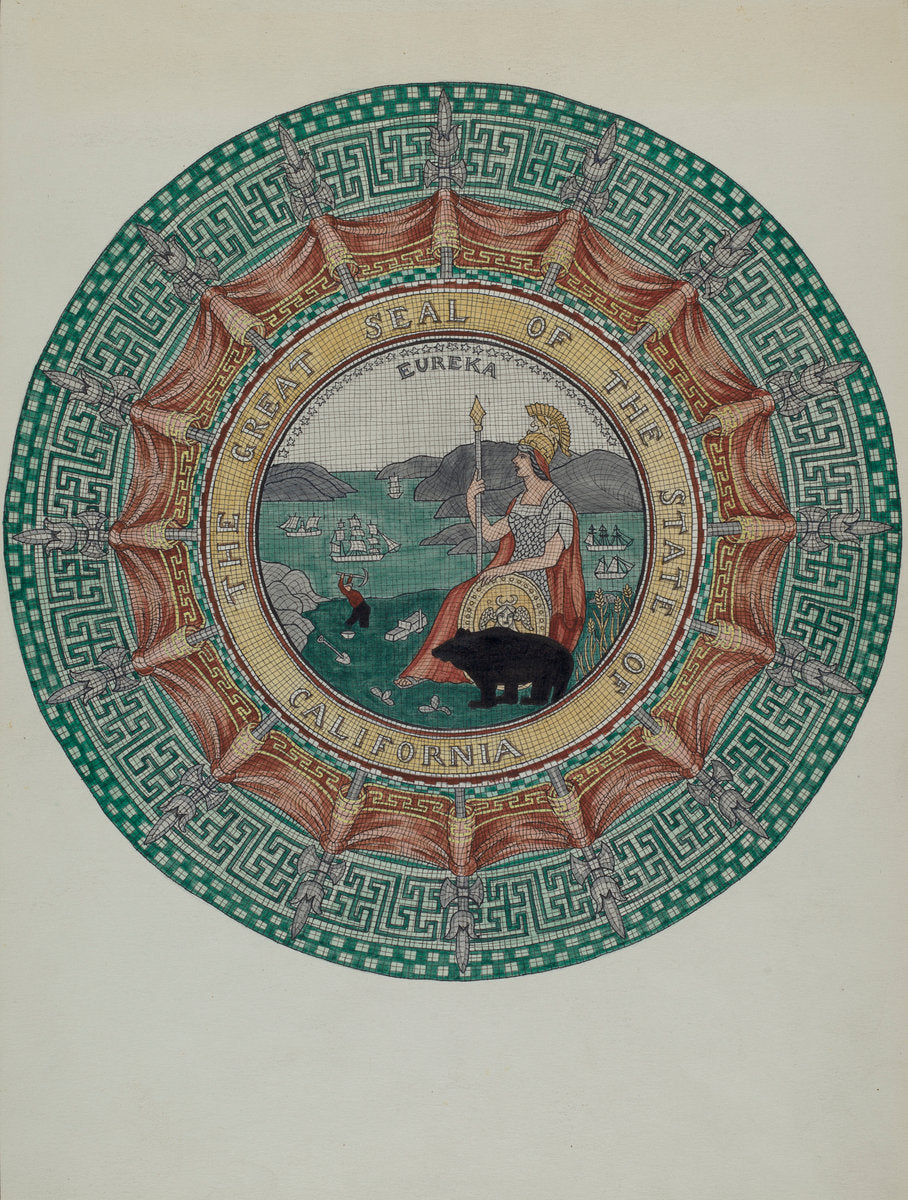 Mosaic Marble "Ornament" by Gordena Jackson (American, 1900 - 1993), 16X12"(A3)Poster Print