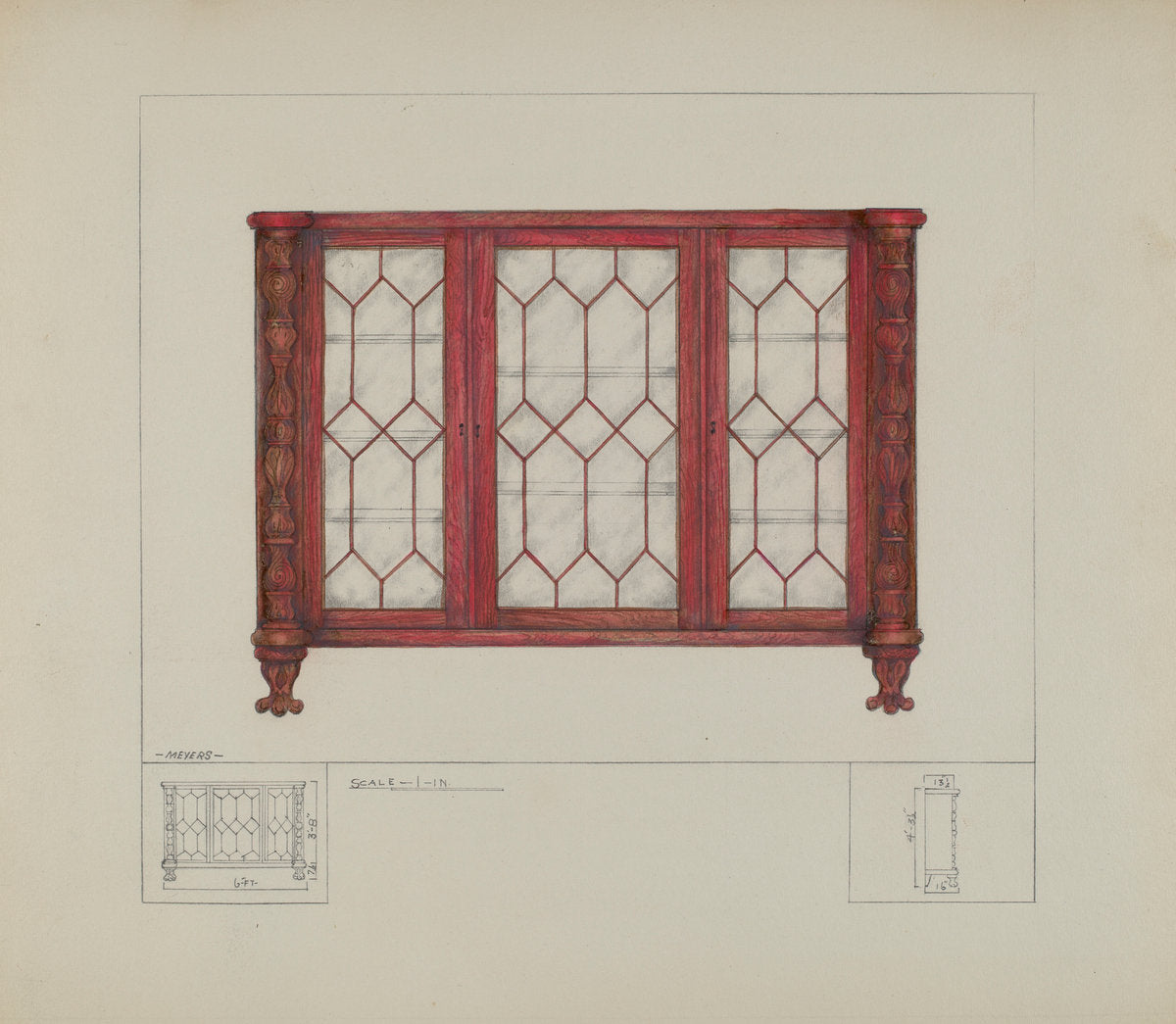 China Closet by Henry Meyers (American, active c. 1935), 16X12"(A3)Poster Print