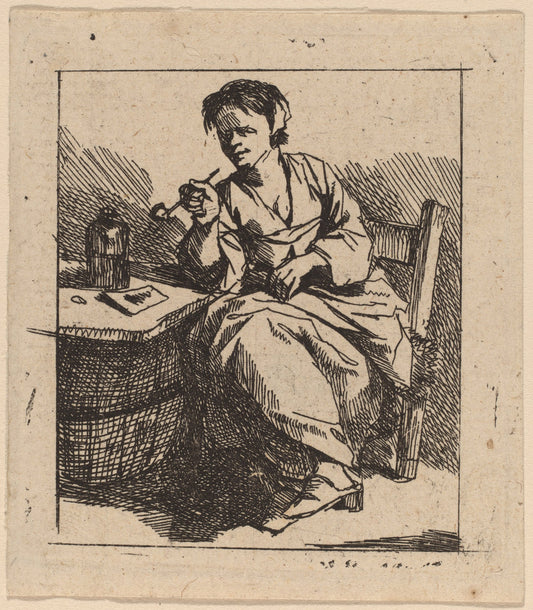 A Woman Smoking by Cornelis Bega (Dutch, 1631/1632 - 1664), 16X12"(A3)Poster Print