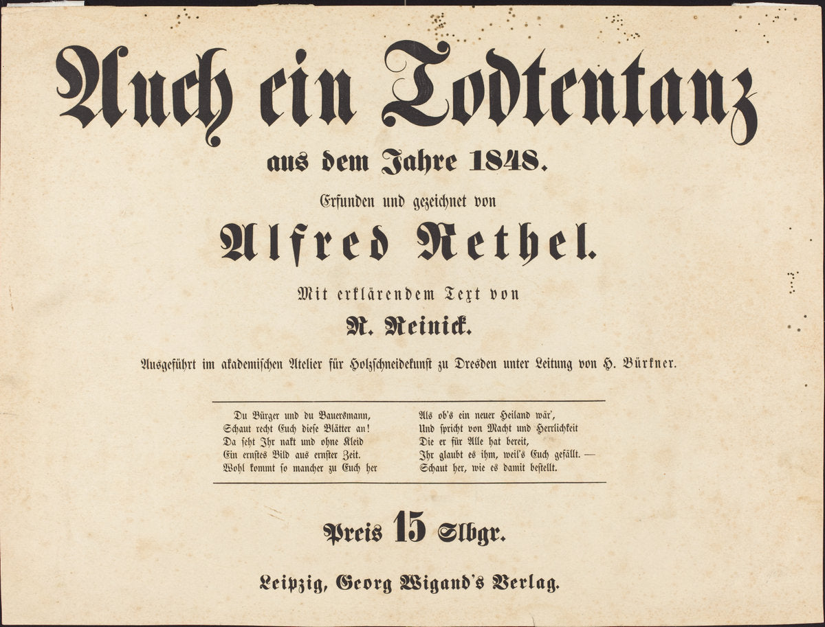 Auch ein Todtentanz: Title Page by Alfred Rethel (German, 1816 - 1859), 16X12"(A3)Poster Print