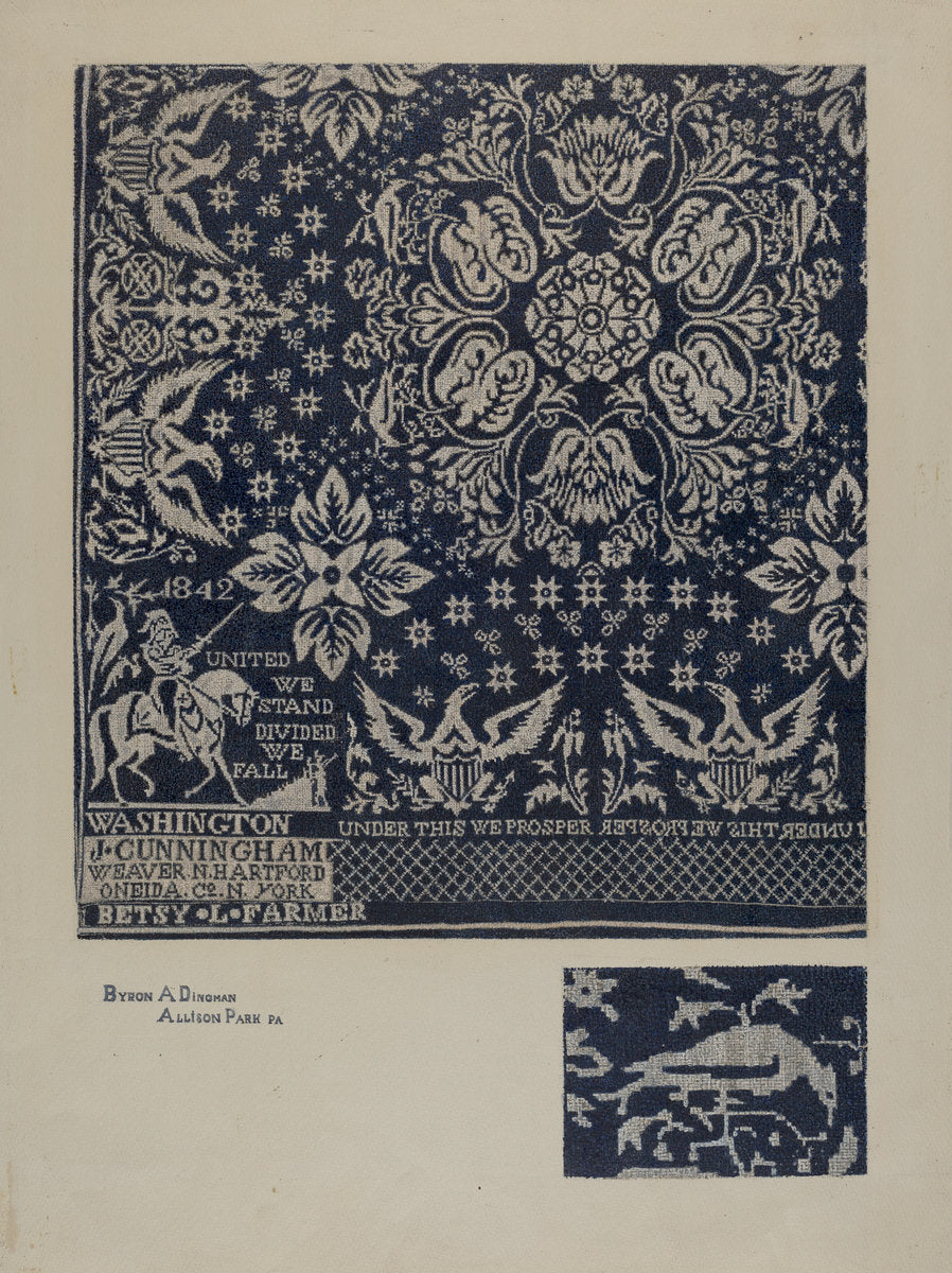 Textile of George Washington by Esther Hansen (American, active c. 1935), 16X12"(A3)Poster Print
