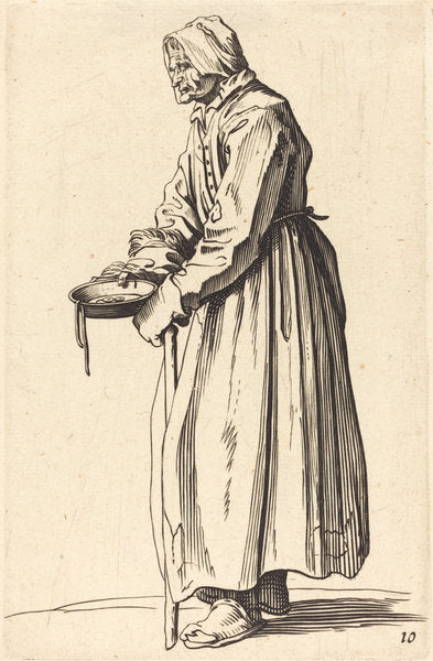 etching by after Jacques Callot (Beggar Woman with Pan), 16X12"(A3)Poster Print