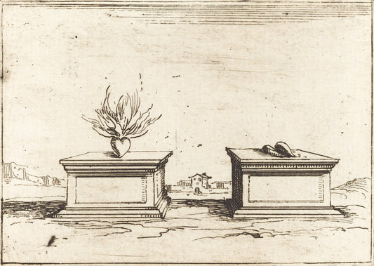 Two Hearts by Jacques Callot (French, 1592 - 1635), 16X12"(A3)Poster Print