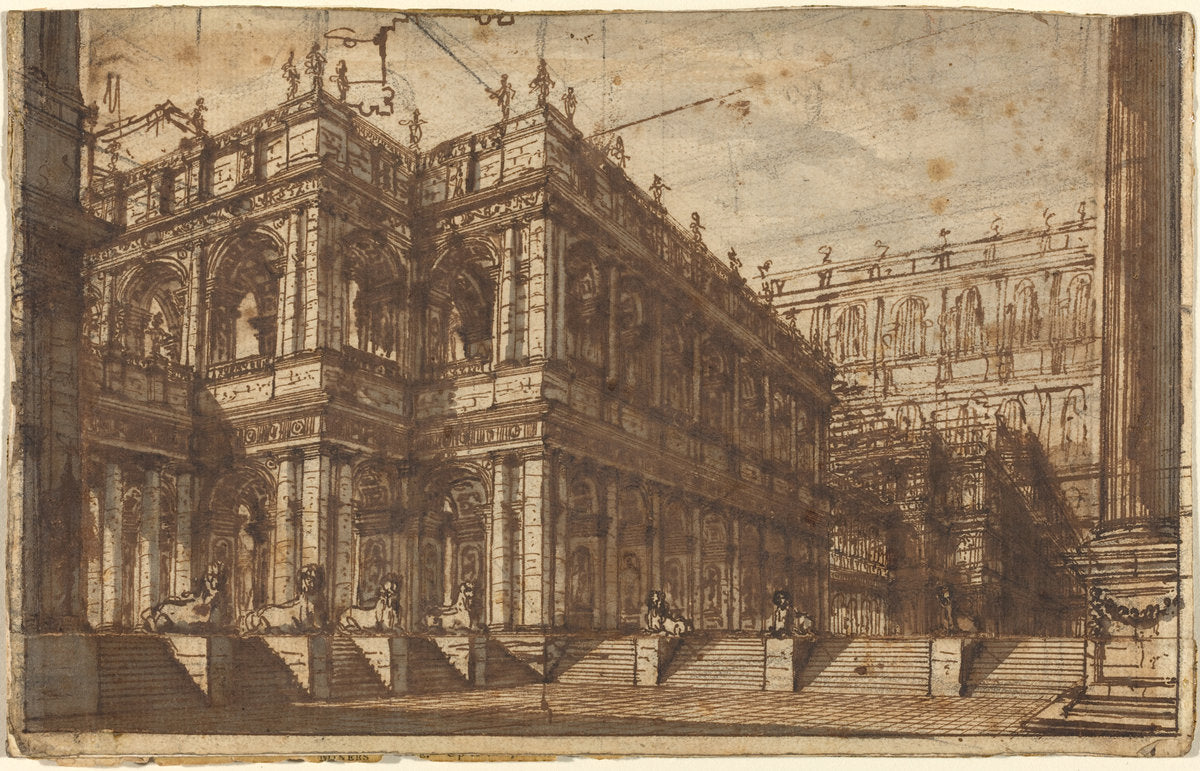 An Ancient Forum with Porticos by Giovanni Battista Piranesi (Venetian, 1720 - 1778), 16X12"(A3)Poster Print