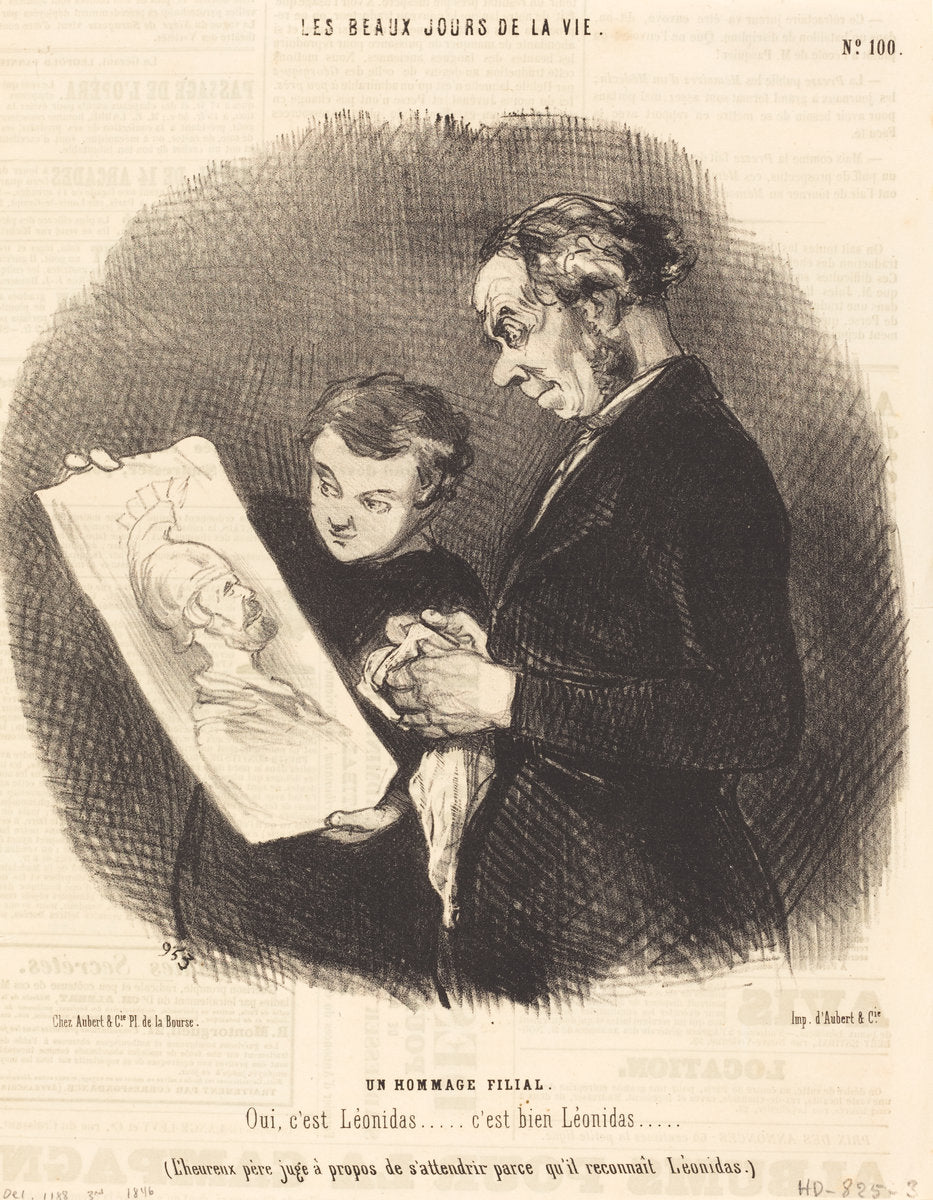 Un Hommage filial by Honoré Daumier (French, 1808 - 1879), 16X12"(A3)Poster Print