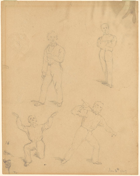 Studies of Men by Sanford Robinson Gifford (American, 1823 - 1880), 16X12"(A3)Poster Print