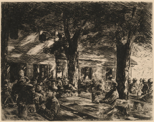 A Tavern Garden in Rosenheim by Max Liebermann (German, 1847 - 1935), 16X12"(A3)Poster Print