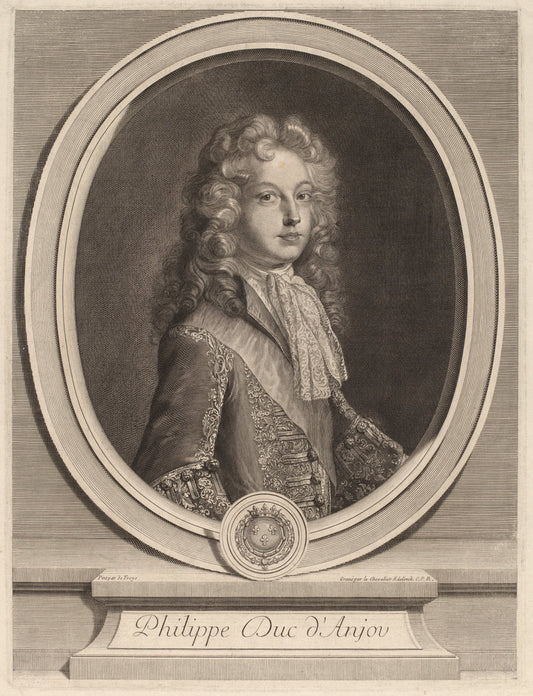 Philippe, Duke of Anjou by Gerard Edelinck after François de Troy (Flemish, 1640 - 1707), 16X12"(A3)Poster Print