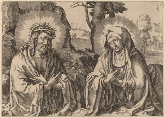 The Savior and the Virgin by Simon Frisius after Lucas van Leyden (Dutch, c. 1580 - 1629), 16X12"(A3)Poster Print