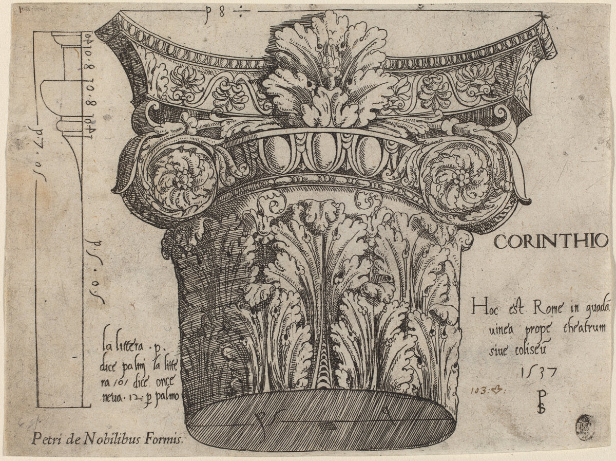 Capital from the Colosseum, Rome by Master PS (Italian (?), active 1535/1537), 16X12"(A3)Poster Print