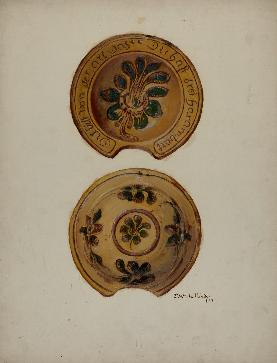 Pa. German Shaving Basin by Eugene Shellady (American, active c. 1935), 16X12"(A3)Poster Print