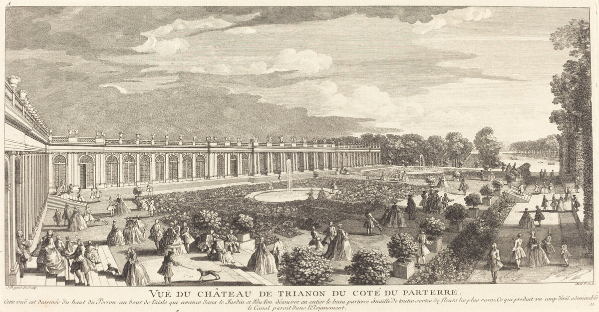 Vue du Chateau de Trianon du Cote du Parterre by Jean-Baptiste Rigaud (French, active 1752/1761), 16X12"(A3)Poster Print