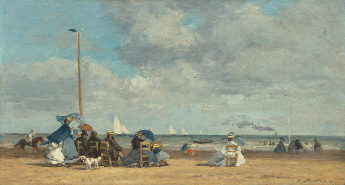 Beach at Trouville by Eugène Boudin (French, 1824 - 1898), 16X12"(A3)Poster Print