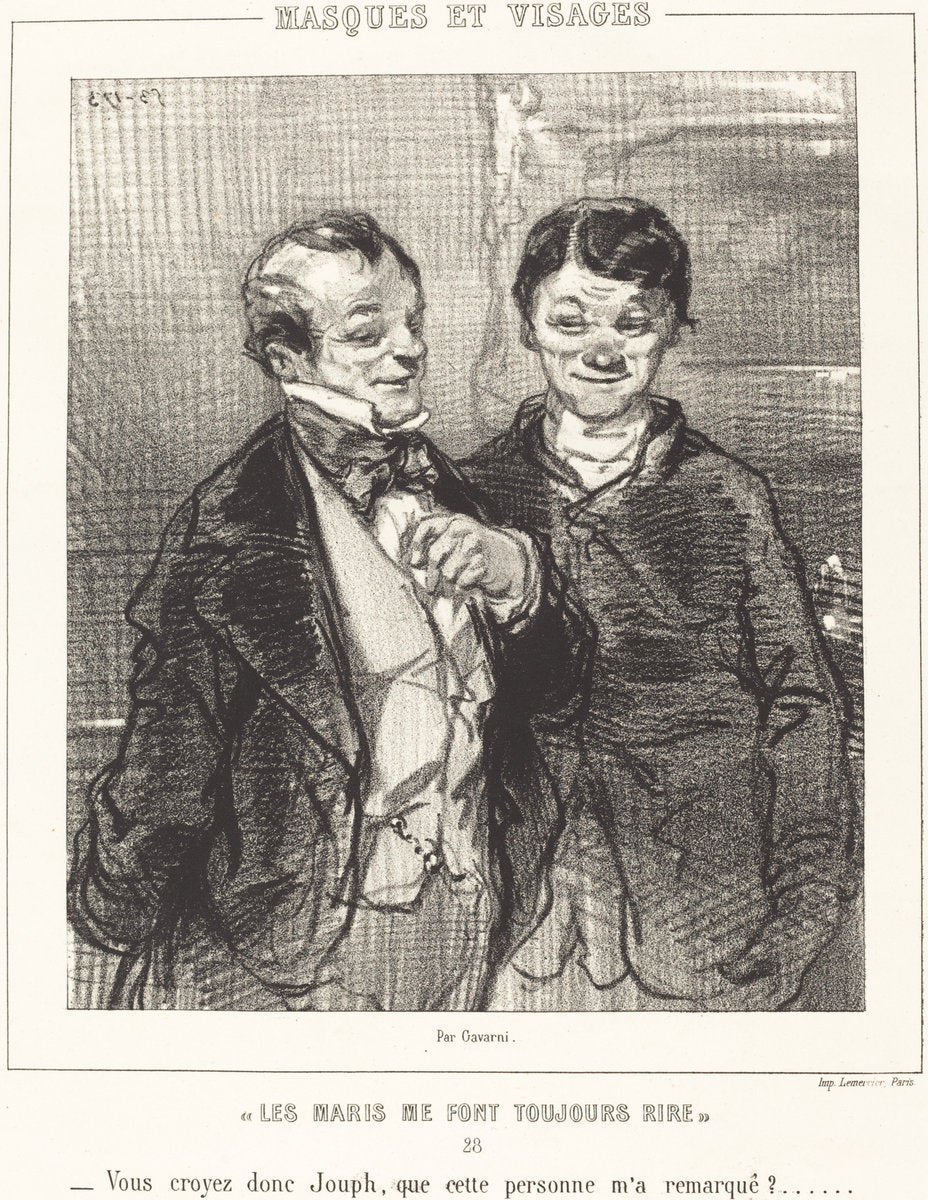 Les Maris me font toujours rire (Husbands Always Make Me Laugh) by Paul Gavarni (French, 1804 - 1866), 16X12"(A3)Poster Print