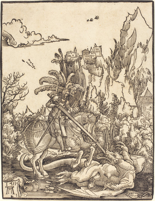 Saint George Slaying the Dragon by Albrecht Altdorfer (German, 1480 or before - 1538), 16X12"(A3)Poster Print