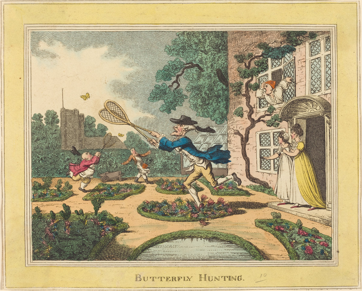Butterfly Hunting by Thomas Rowlandson (British, 1756 - 1827), 16X12"(A3)Poster Print