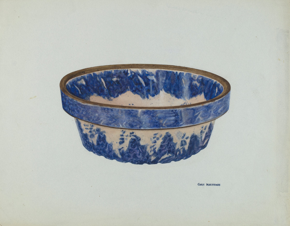 Stoneware Bowl by Chris Makrenos (American, active c. 1935), 16X12"(A3)Poster Print