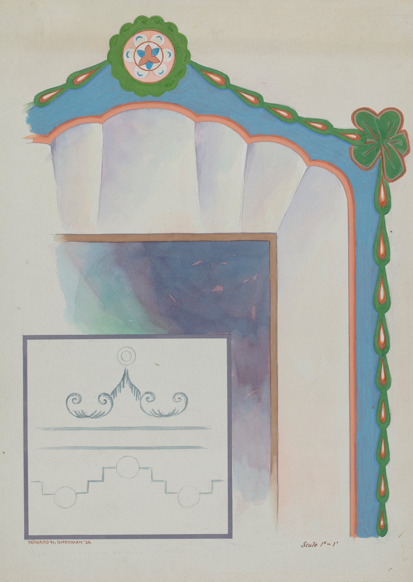Shell Top Doorway San Luis Rey Mission by Howard H. Sherman (American, active c. 1935), 16X12"(A3)Poster Print