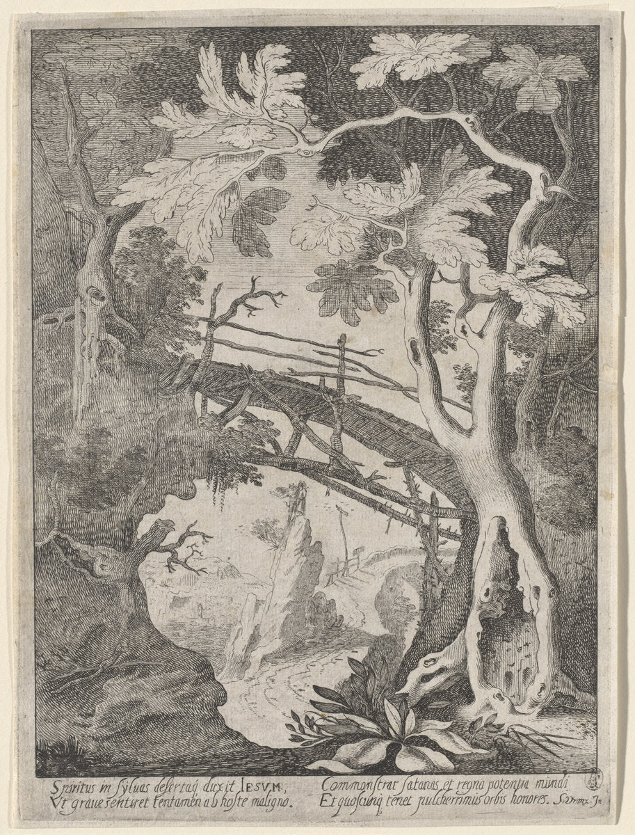A Rocky Landscape with the Temptation of Christ by Sebastian Vrancx (Flemish, 1573 - 1647), 16X12"(A3)Poster Print
