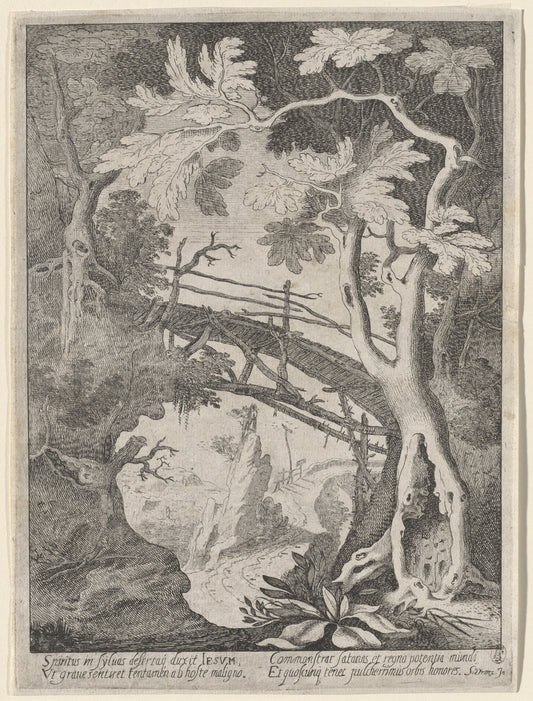 A Rocky Landscape with the Temptation of Christ by Sebastian Vrancx (Flemish, 1573 - 1647), 16X12"(A3)Poster Print