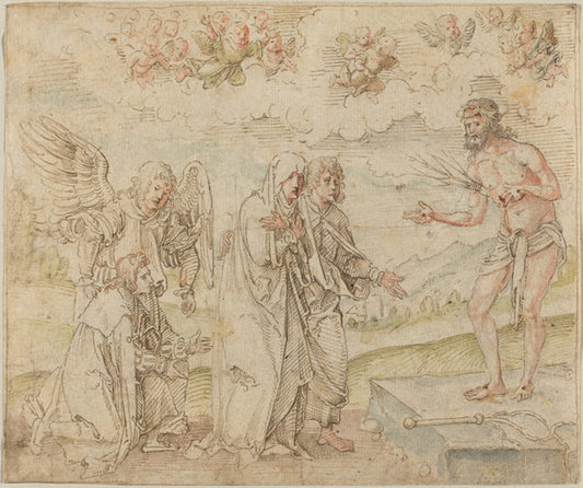 Mary and John before the Man of Sorrows by Hans Süss von Kulmbach (German, c. 1485 - 1522), 16X12"(A3)Poster Print