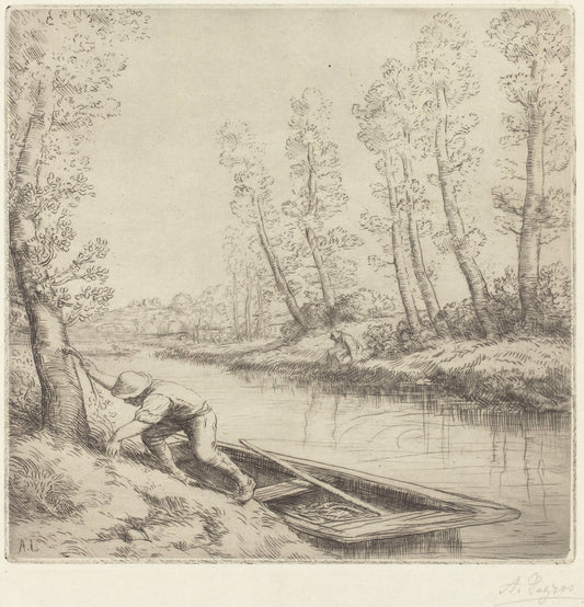 Morning along the River (La matin sur la riviere) by Alphonse Legros (French, 1837 - 1911), 16X12"(A3)Poster Print