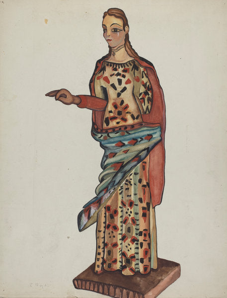 Bulto (Wooden Figure of Saint) by E. Boyd (American, active c. 1935), 16X12"(A3)Poster Print
