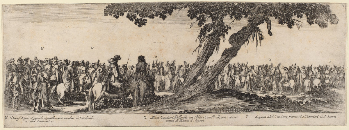 Spanish Gentlemen, Polish and French Horsemen by Stefano Della Bella (Italian, 1610 - 1664), 16X12"(A3)Poster Print