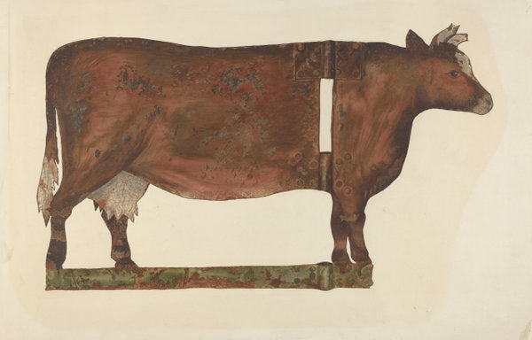 Cow Weather Vane by Philip Johnson (American, active c. 1935), 16X12"(A3)Poster Print