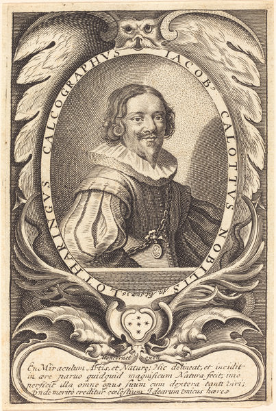 Jacques Callot by Balthasar Moncornet after Michel Lasne (French, c. 1600 - 1668), 16X12"(A3)Poster Print