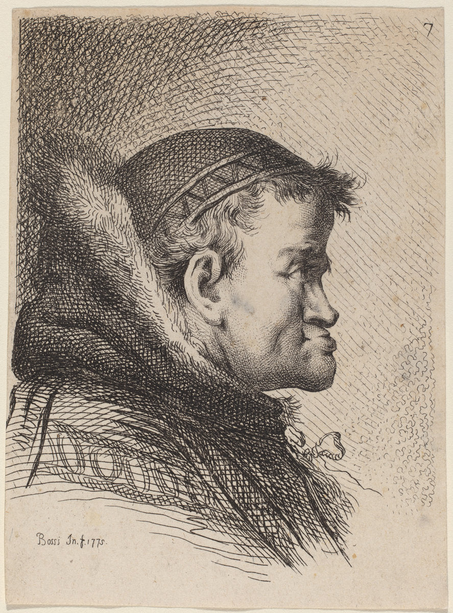 Head of a Cleric by Benigno Bossi (Italian, 1727 - 1792), 16X12"(A3)Poster Print
